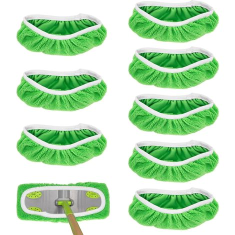 8 Pièces Chiffons humides réutilisables en microfibre, compatible avec aux serpillères Swiffer, 25.4 x 11.5 cm, pour une utilisation humide et sèche (1/5)