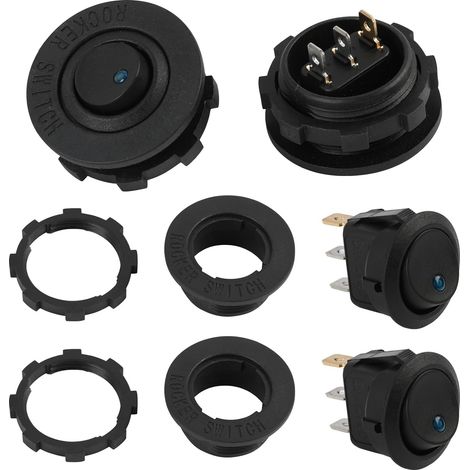 2pcs KCD1-8 12V 20A Blue Round LED Light Switch Waterproof Rocker Switch for Marine Vehicles and Miscellaneous 3 Pin with Housing Ideal for Cars, Boats and Equipment (1/5)