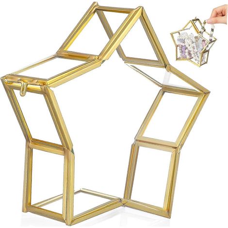 Boîte à bijoux en verre en forme d'étoile à cinq branches, boîte originale pour fleurs séchées (1/5)