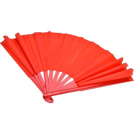 Éventail de Tai Chi en soie et bambou pour arts martiaux et danse traditionnelle (ruban rouge) (1/5)