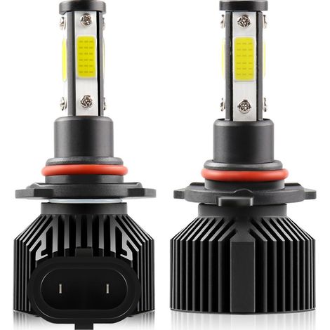 2x IP68 wasserdichte LED-Autoscheinwerferlampen, Komplett-Umrüstsatz 9006 HB4 50W, Schwarz – Lampenfassung 96