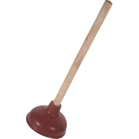 Déboucheur 35 cm pour toilettes Healeved avec manche en bois et ventouse caoutchouc robuste (1/5)