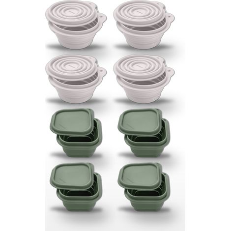 Lot de 4 Boîtes à Snacks Pliables en Silicone Blanc et 4 Vert Fackelmann Storage (1/5)