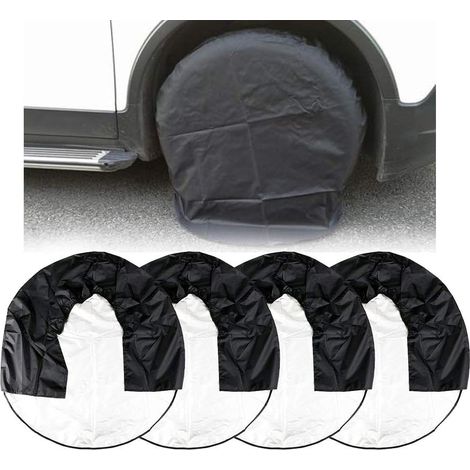 Sollbry 4er-Pack Ersatzreifenabdeckungen, wasserdichte Anhänger-, Wohnmobil-Reifenabdeckung, regensichere Reifen- und Radschutzabdeckung, Schwarz (L: 80 cm Durchmesser) (1/5)