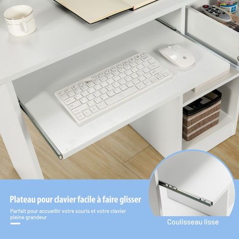 Bureau informatique blanc 105 x 55 x 89 cm avec station USB-C, tiroir (1/5)