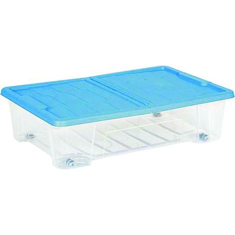 Contenitore Sottoletto Masterbox Colore Trasparente/Blu  - cm.57x39x15h. - lt.25 - 15 pz