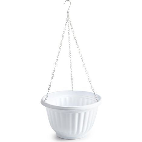 Macetero Colgante de plástico 25 cm Blanco