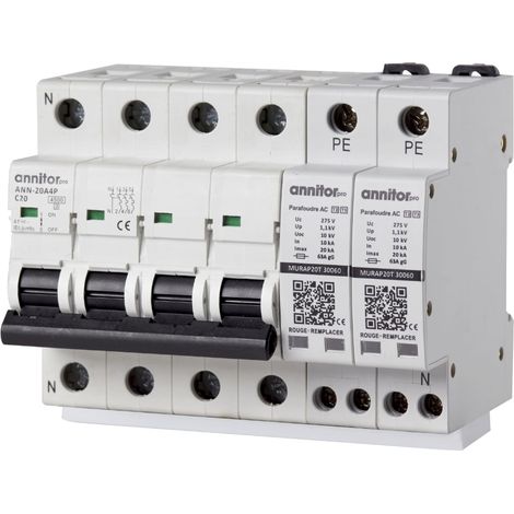 Parafoudre modulaire triphasé Type 2 autoprotégé 20kA