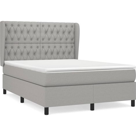 Maison Exclusive - Cama box spring con colchón tela gris claro 14
