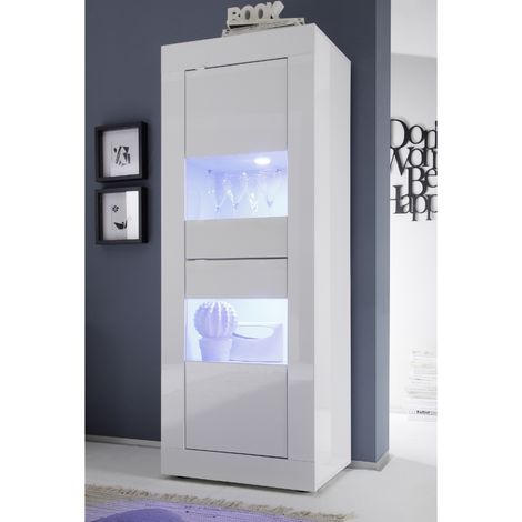 Vitrine moderne blanc laqué 1 porte CALIA (1/5)