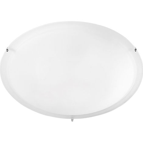 Plafonnier Sid 50Cm En Verre Satiné Et Métal Laqué Blanc E27 Ip20 - Groupe Rossini - Plafonnier Et Applique Au Design Moderne (1/2)