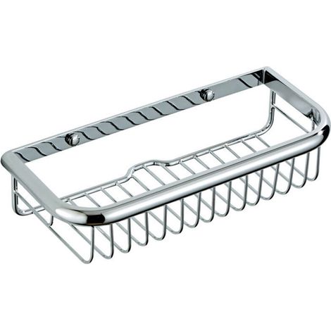 Verchromtes, rostfreies, rechteckiges Wandregal/Korb für die Dusche, ideal zur Aufbewahrung von Shampoo, Spülung und anderen Badezimmer- und Küchenartikeln. (1/4)
