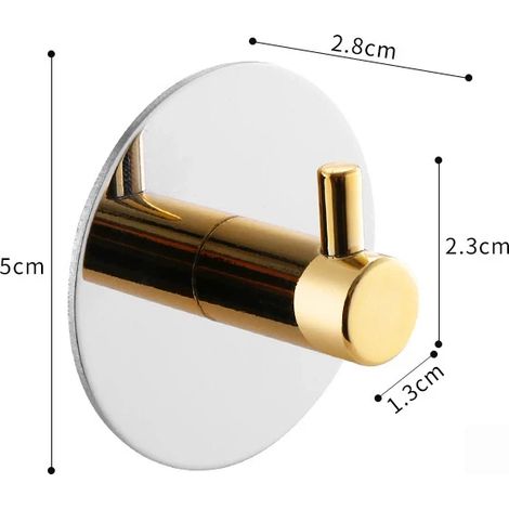 (Argent et Or - Lot de 4) Crochets en acier inoxydable auto-adhésifs pour salle de bain, porte-manteaux, sans perçage, pour vêtements et serviettes, rangements pour la maison (1/5)
