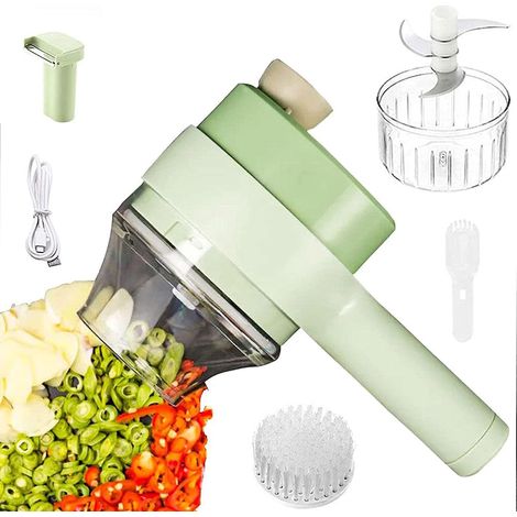 ensemble De Coupe-lgumes Lectrique Portatif 4 En 1, Mini Presse-boue L'ail Lectrique Sans Fil, Hachoir Lectrique Alimentaire, Hachoir Ail Lectri (1/5)