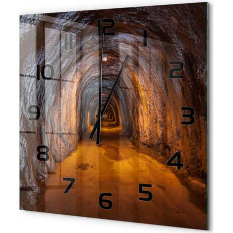 Grande Horloge Murale Carrée Originale en Verre Silencieuse Design Moderne Salon Tunnel souterrain 60x60 cm (1/5)