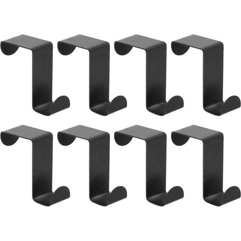 Türhaken, Z-förmige Aufhängehaken, wendbare Edelstahlhaken zum Aufhängen an Büroschubladentüren, Küchentüren oder einem Handtuchhalter (schwarz)