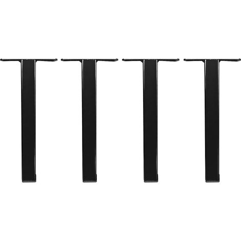 Vente-Unique – Lot de 4 pieds en acier pour sommier cadre à lattes – Noir – Longueur 12 cm, Hauteur 25 cm – Compatibles avec cadres jusqu'à 100 cm