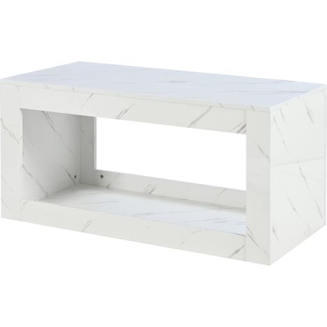 Tavolino da salotto LED bianco effetto marmo 100 x 50 x 50 cm HOMVRA (1/5)