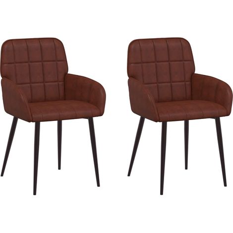 Chaises de salle à manger 2 pcs Simili cuir Brun Brillant vidaXL (1/5)