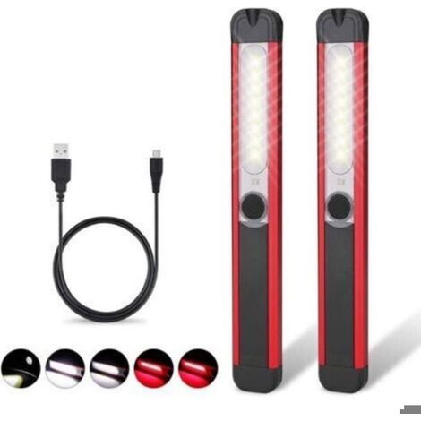 Lampe de Travail, Lampe Led Rechargeable Baladeuse COB Torche Lampe de 5 Modes Magnétique lampe de poche pour Auto, Garage, Atelie
