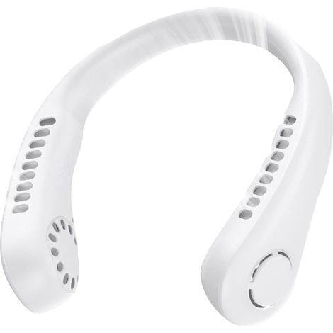 Wiederaufladbarer, tragbarer Nackenventilator, 3 Geschwindigkeitsstufen, USB-Anschluss, blattloser Ventilator, 2600-mAh-Akku, tragbarer, freihändiger Ventilator für Damen und Herren, Mini (1/5)