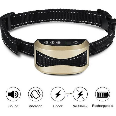Collier anti-aboiement électrique rechargeable pour chien, système de dressage inoffensif, silencieux réglable, dispositif anti-aboiement, collier de correction sans choc douloureux (1/5)