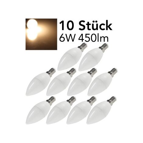 LED Kerzenlampe E14 10er-Set 3000k, 450lm, 230V/6W, 160°, warmweiß (1/5)