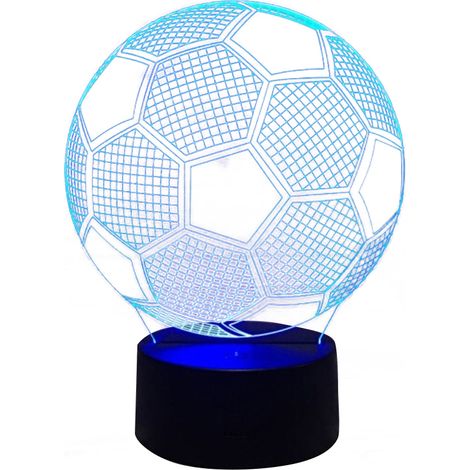 Lampe 3D football LED tactile USB, veilleuse design ballon de foot, cadeau lumineux pour fans de sport.