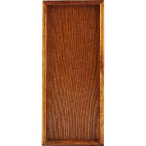 Plateau rectangulaire en bois pour service thé, plateau de table, plat à snacks, rangement alimentaire hôtel maison 35x15cm (1/5)