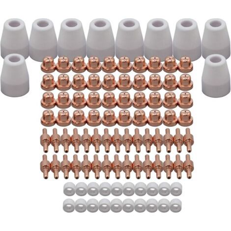 100 pièces Consommables Standard pour Torche Plasma PT 31 LG 40 Buse Électrode Écran Céramique pour Découpeurs Cut 40, Cut 50 et CT 312 (1/5)
