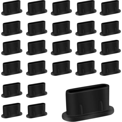 50 tappi antipolvere in silicone per porta di ricarica USB-C (neri) (1/5)