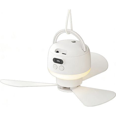 Ventilateur de Camping Lumière,Ventilateur Plafond Avec Lumière et Télécommande,Lampe de Camping LED Avec Ventilateur Rechargeable USB,Minuterie (1/5)