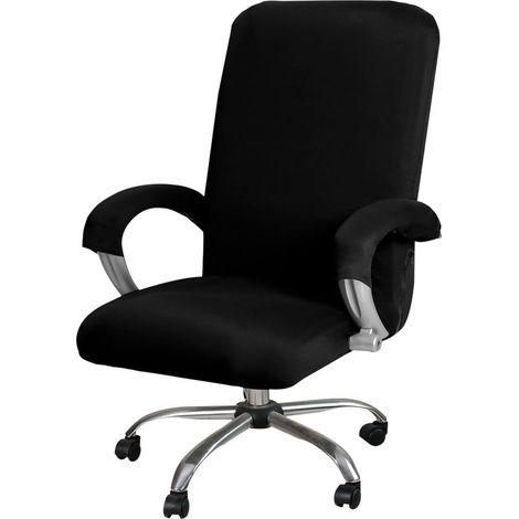 Office Chair Cover, Stretch Rotating Chair Covers Washable Chair Cover Armchair Cover for Rotating Office Chair Swivel Chair Armrest Chair(Black,L) (1/5)