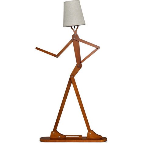 Verstellbare Stehlampe aus Holz - 160 cm, Stoffschirm