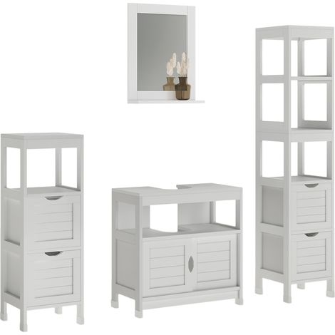 Set di mobili da bagno Vilda, Bianco, 4 parti, Vicco