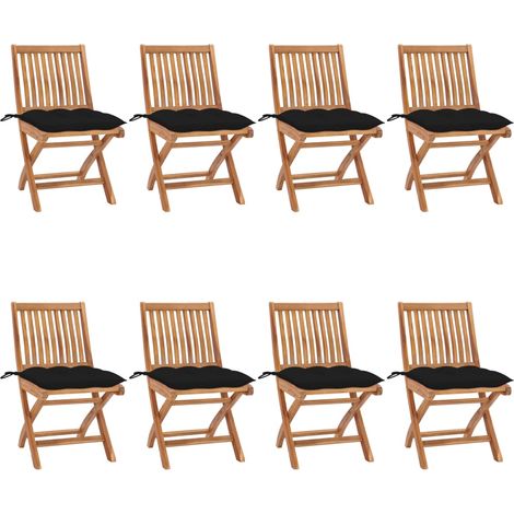 Klappbare Gartenstühle mit Kissen 8 Stk. Massivholz Teak (1/5)