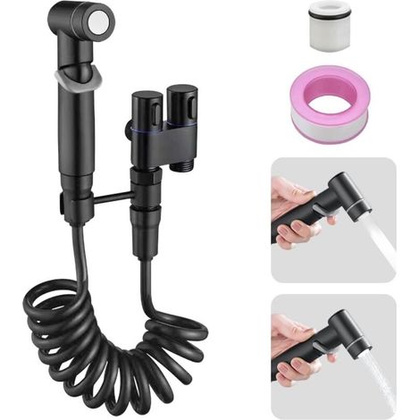 Ecleanfy - Plumeau de bidet, luminaire de bidet 1 entrée - double commande pour contrôle 2 fois, ensemble plumeau avec contrôle principal de la pression du liquide de douche féminine, animal de compag