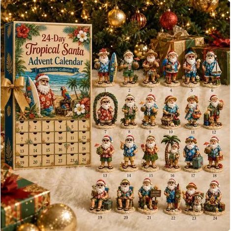 New 24-Day Christmas Countdown Calendar – 2026 Beach Santa Claus - Christmas Blind Box - 3D Model