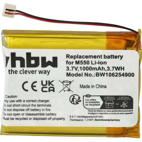 vhbw 1x Battery compatible with Palm M550 Mobile Phone Smartphone PDA Notepad Tablet (1000mAh, 3.7 V, Li-Ion)