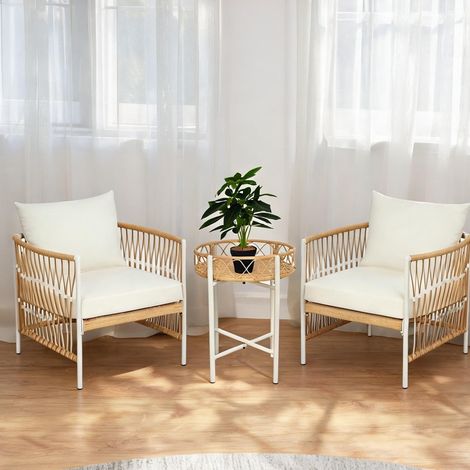 Mobilier de jardin en rotin coloris jaune 72 x 66 x 64 cm (1/5)