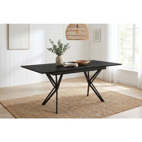 Table à Manger Extensible PULA - Ardoise & Noir - Rectangulaire - 10 personnes - 160-200 x 76 x 90 cm (1/5)