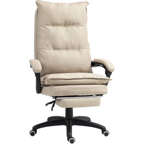 Fauteuil de bureau massif dossier réglable inclinable repose-pied intégré télécommande filaire beige (1/5)
