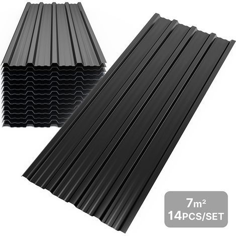 Mondeer – Panneau et lame de bardage 14 pièces 110x46cm – Tôle bac acier galvanisée – Étanchéité renforcée – Installation facile – Noir