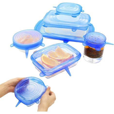 de 6 couvercles extensibles réutilisables en silicone pour (1/4)