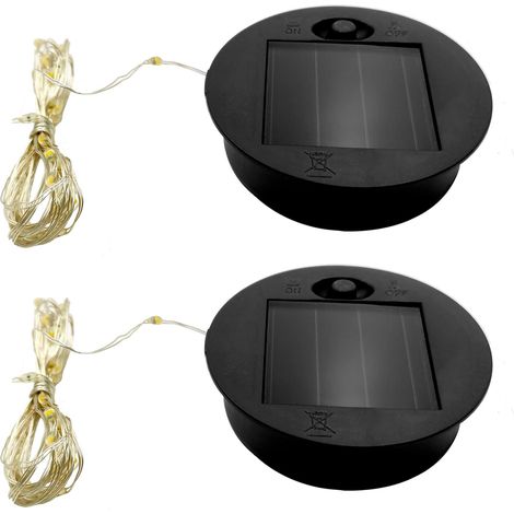 2 couvercles lanterne solaire LED rechange, fil cuivre 7 cm, ABS rond, jardin, arrosoirs, décoration. (1/5)