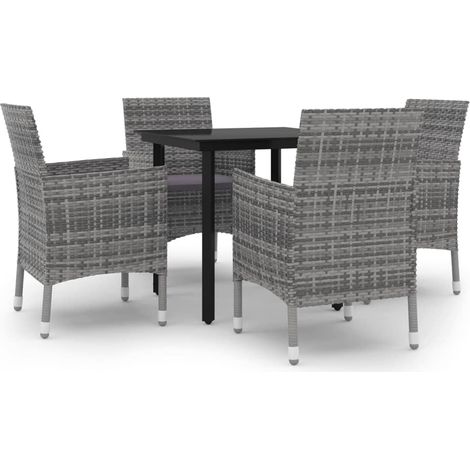 Maison Exclusive - Ensemble à manger de jardin coussins 5 pcs Résine tressée Verre (1/5)