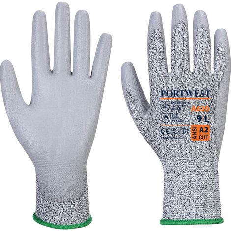 Guante anti-corte LR con palma de PU - Seguridad y Comodidad - Gris - Talla XXXL