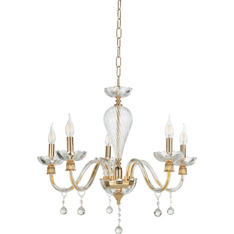 Lampada a sospensione ROXANNE D72 cm in vetro soffiato lavorato a mano 5 LUCI (1/2)
