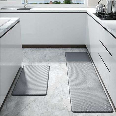 tapis de sol de cuisine antidérapant et imperméable, anti-fatigue, coussin épais, résistant à l'huile (gris)