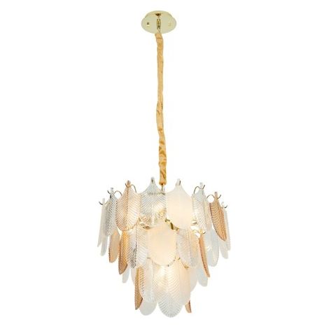Suspension ronde plumes verre Ø50cm 7xE14 Maxlight